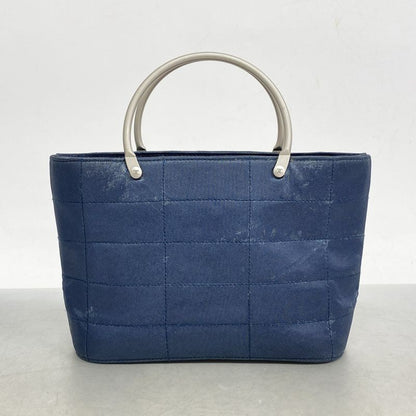 Chanel Handbag Chocobar Nylon Navy Silver Hardware Women