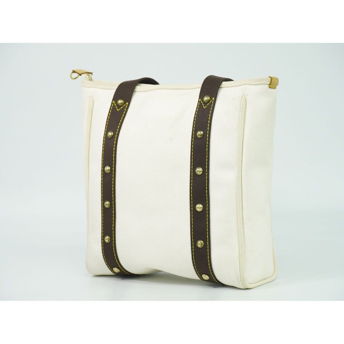 Louis Vuitton LV Antigua Cabas MM Canvas Shoulder Bag Tote Ecru White Brown — view 2