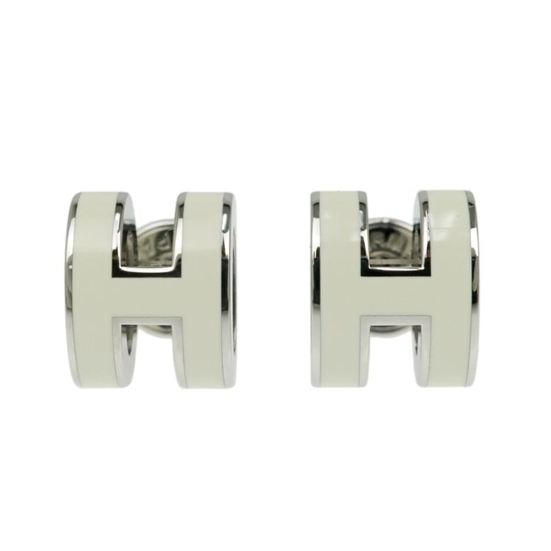 Hermes Earrings Pop Ash Pair Jonus Flepere White Silver Hardware