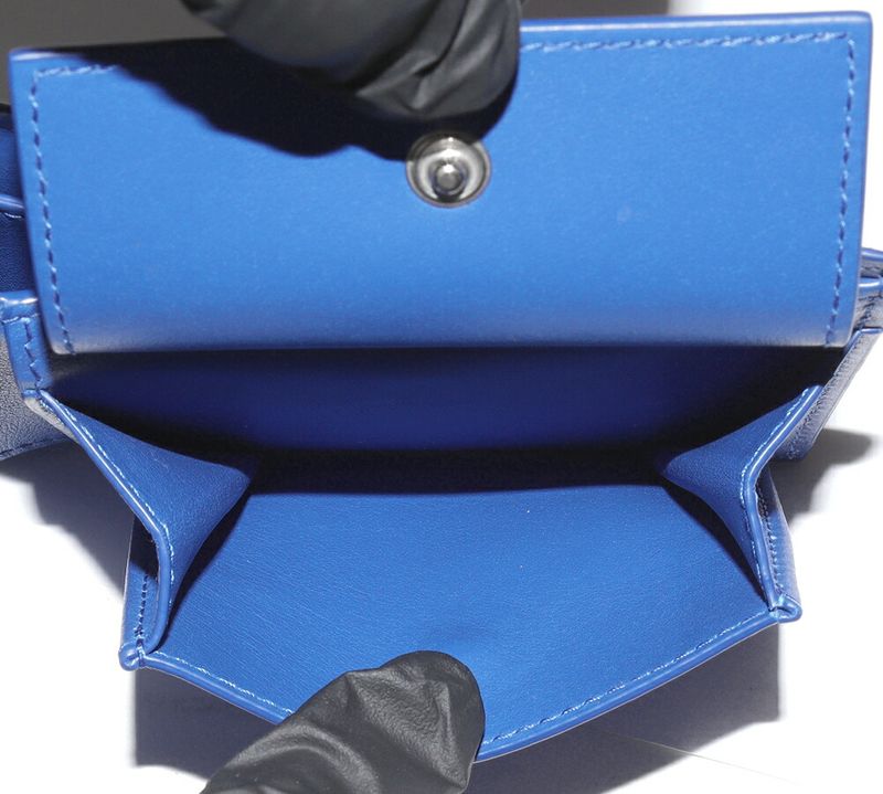 Bottega Veneta Bifold Wallet With Coin Purse Calf Blue 605722