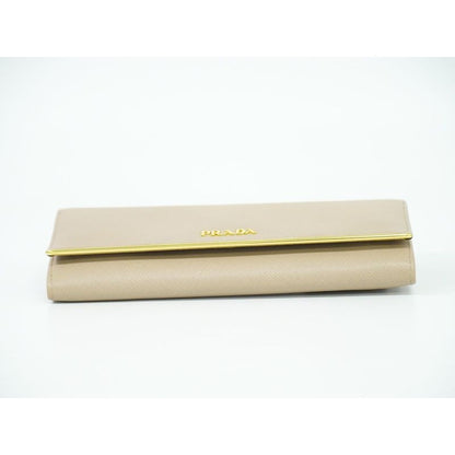 Prada Leather Long Wallet Pink Beige — view 3