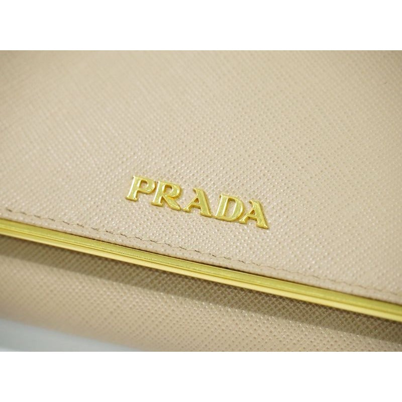 Prada Leather Long Wallet Pink Beige — view 5