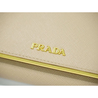 Prada Leather Long Wallet Pink Beige — view 5