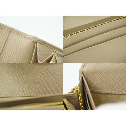 Prada Leather Long Wallet Pink Beige — view 9