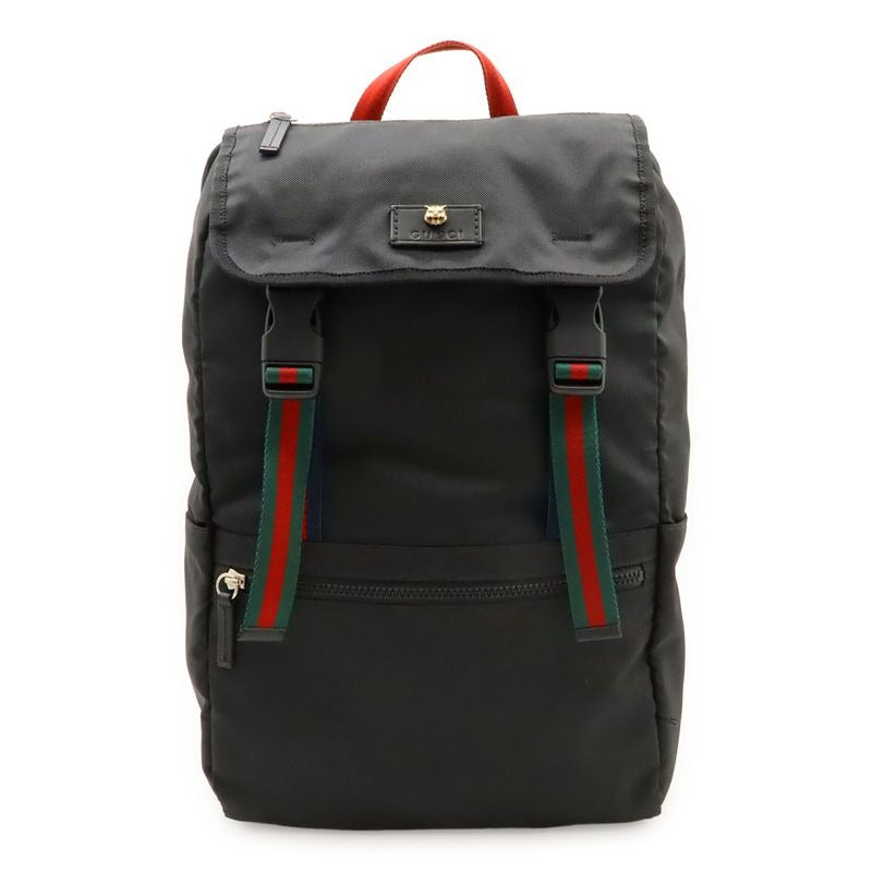 Gucci Techno Canvas Backpack Cat Head Leather Mesh Black Navy Red Green