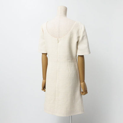 Gucci Dress Size 42 Short Sleeves Dress GG Logo Tweed Made In Italy