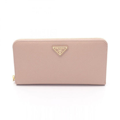 Prada Round Wallet Saffiano Triang Pink Leather