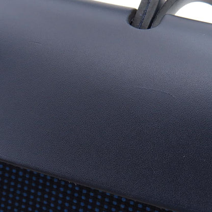 Hermes 2 Way Bag Herbag Her Bag Zip PM 31 Leather Toile Cadrille Blue Egée and