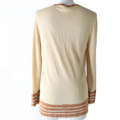 Hermes Belt Design With Buckle Buttons Long Sleeves V-neck Cardigan Beige