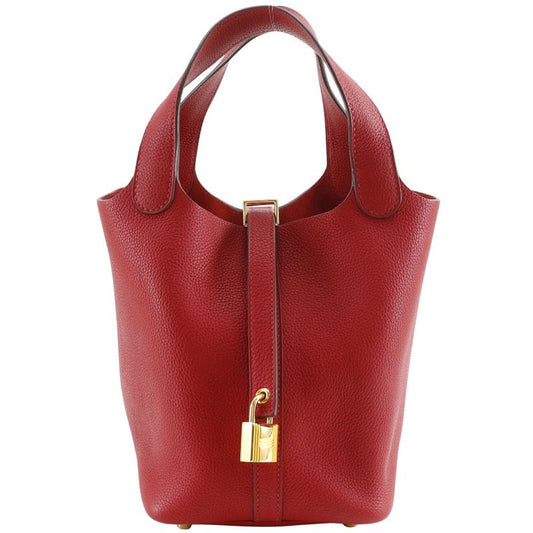 Hermes Picotin Lock 18 PM X Taurillon Maurice Red/gold Hardware C Ladies Handbag