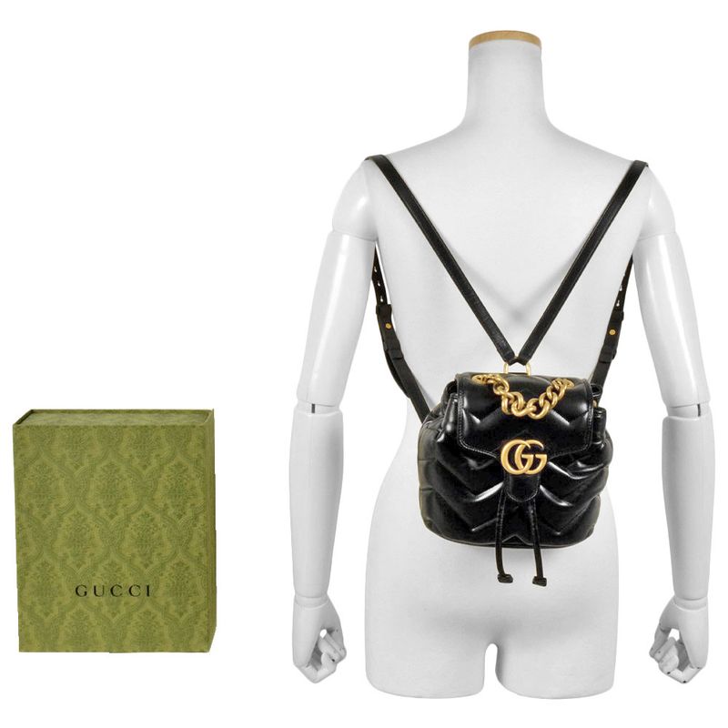 Gucci GG Marmont Quilted Mini Backpack Daypack Backpack Leather 777253 Black
