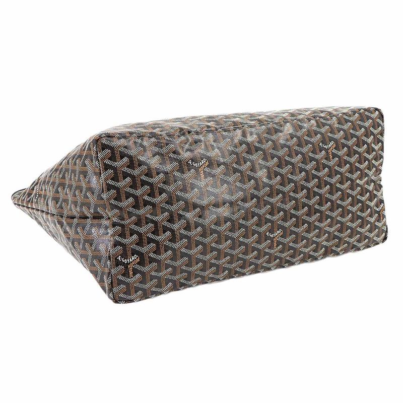 Exhibited Goyard Saint Louis GM Tote Bag Herringbone PVC Leather Black Saint