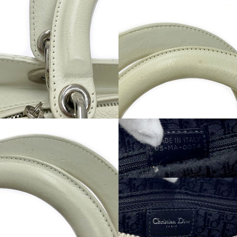 Dior Lady Dior Lambskin Cannage 2way Handbag White 356662 Handbag