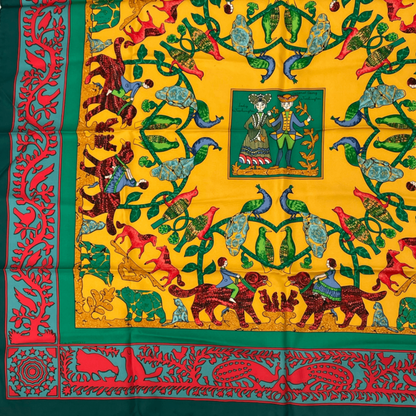 Hermes Early America Early America Carre 90 Scarf Green Multicolor Silk
