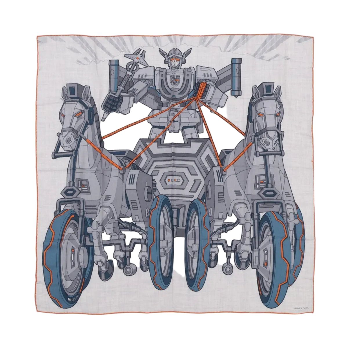 Hermes Carre 100 Mega Chariot Cashmere Silk Scarf