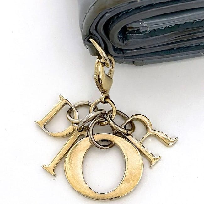 Christian Dior Trifold Wallet Gray Lady Dior Cannage