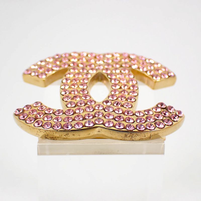 Chanel / Coco Mark / Pink Rhinestone / Brooch / G512-32