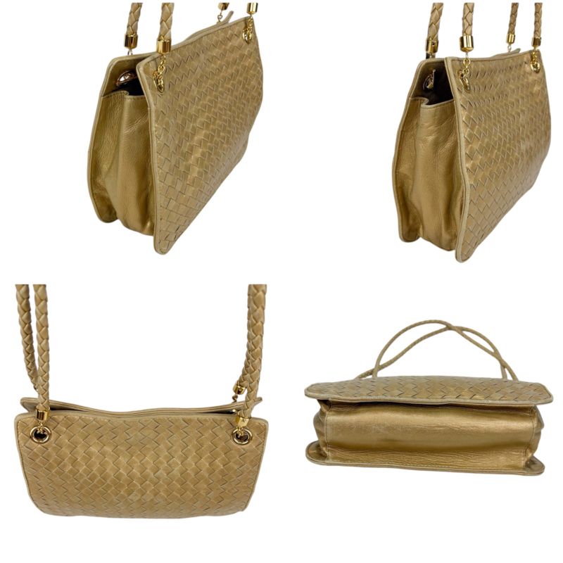 Bottega Veneta Shoulder Bag Shoulder Bag Gold Intrecciato Leather Semi Shoulder