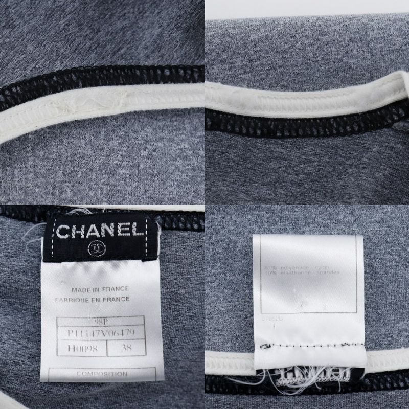 Chanel Coco Mark P11147v06479 Nylon X Polyurethane X Polyamide Gray Ladies Dress