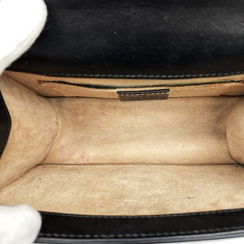 Gucci 470270 Sylvie Shoulder Bag Sherry Line Chain Leather Black Women