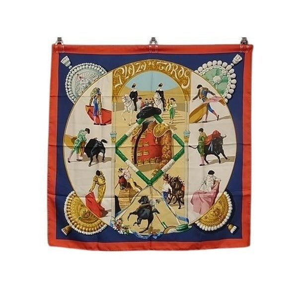 Hermes Scarf Carre 90 Multicolor 100% Silk Plaza de Toros Bullring