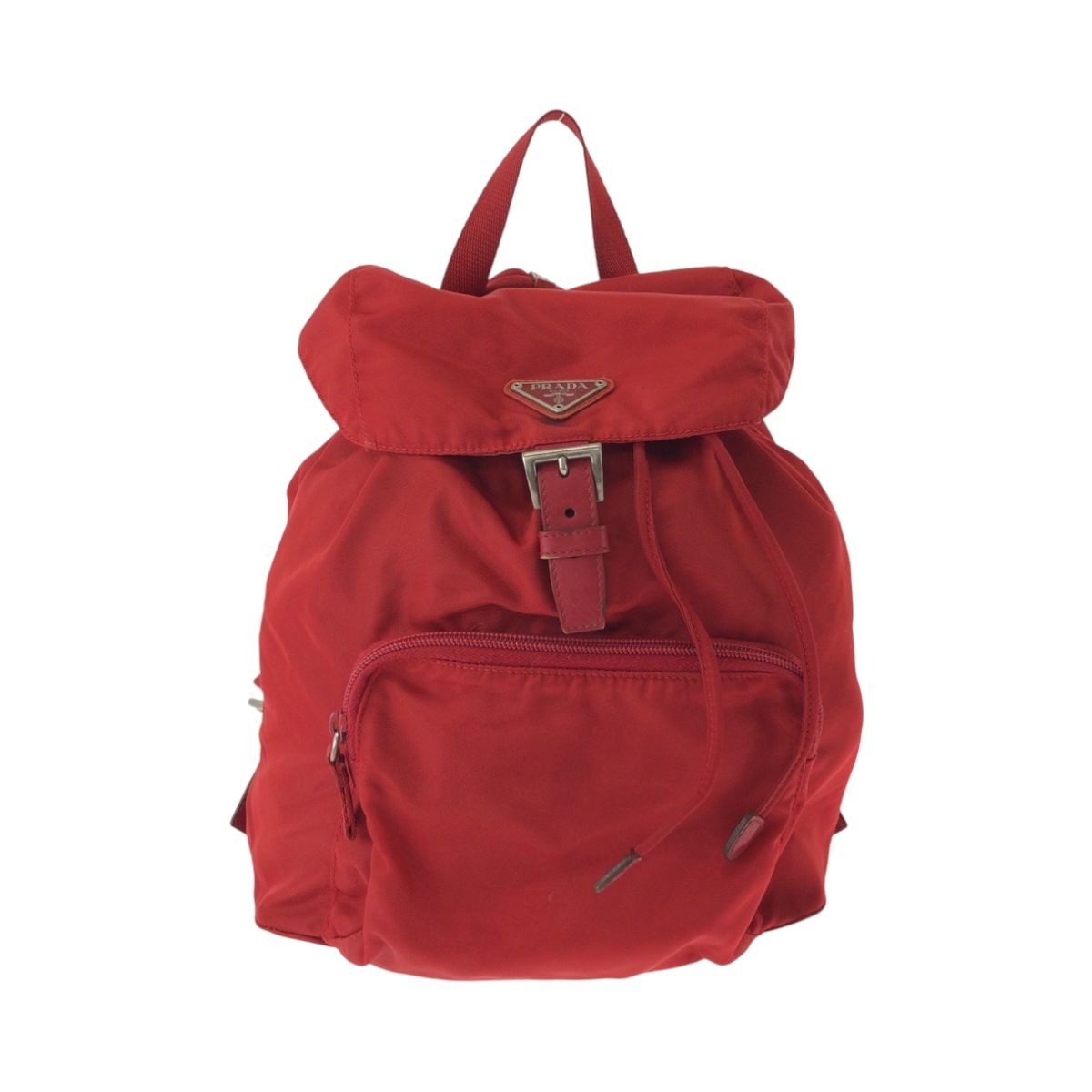 Prada Tessuto Red Silver Nylon Luc Backpack