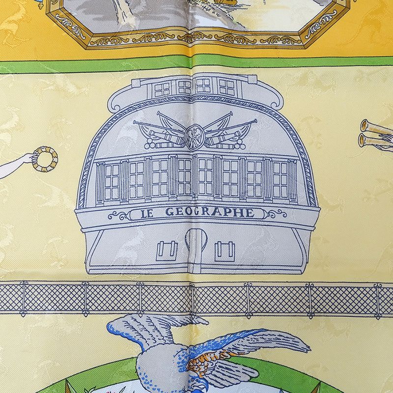 Hermes Scarf Women's Brand Carré 90 LE Geographe Geographer Silk Yellow Large