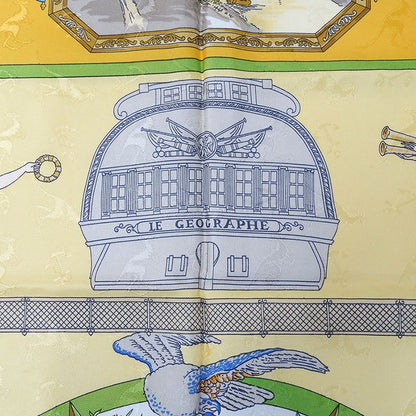 Hermes Scarf Women's Brand Carré 90 LE Geographe Geographer Silk Yellow Large