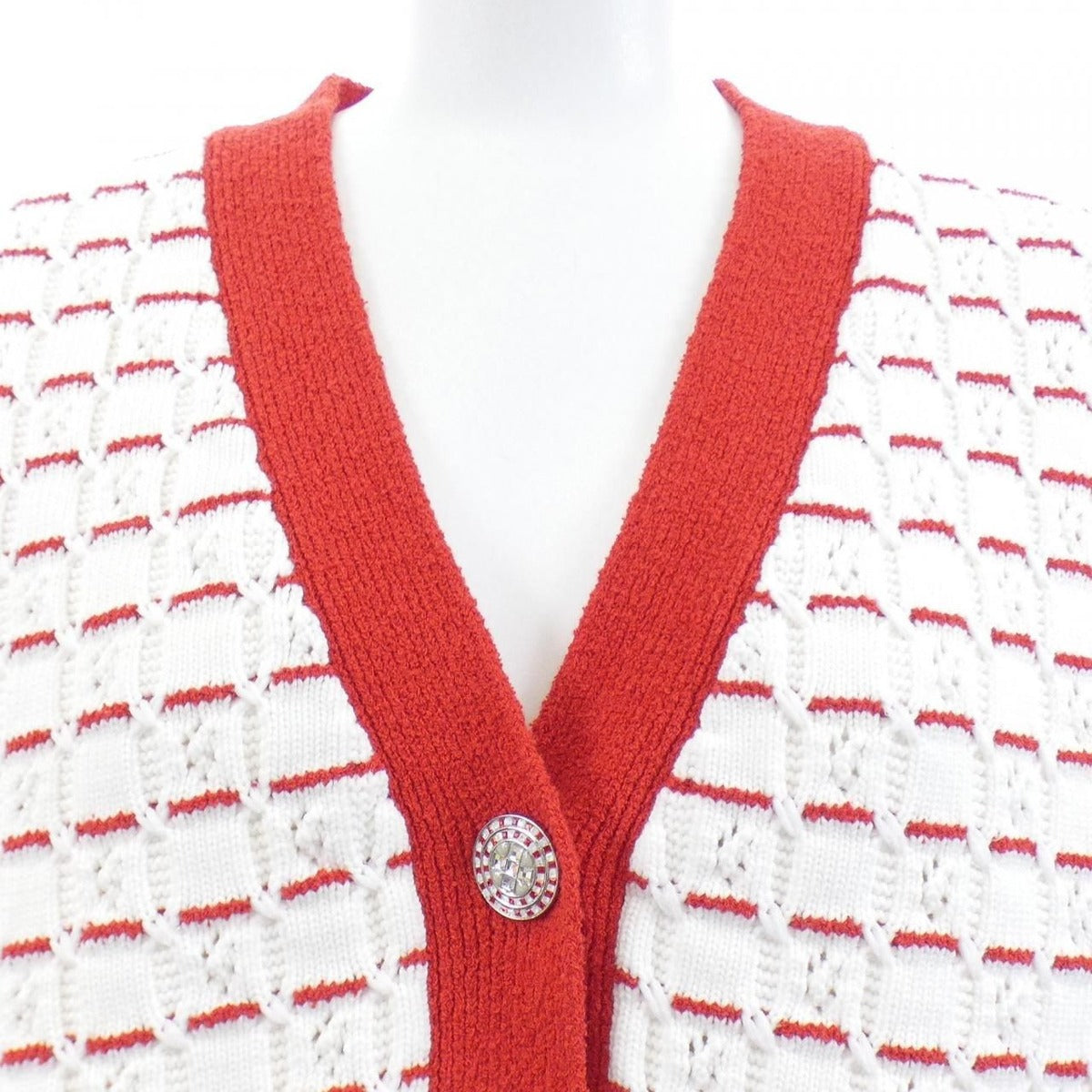 Chanel Cardigan White 36 Red — view 6