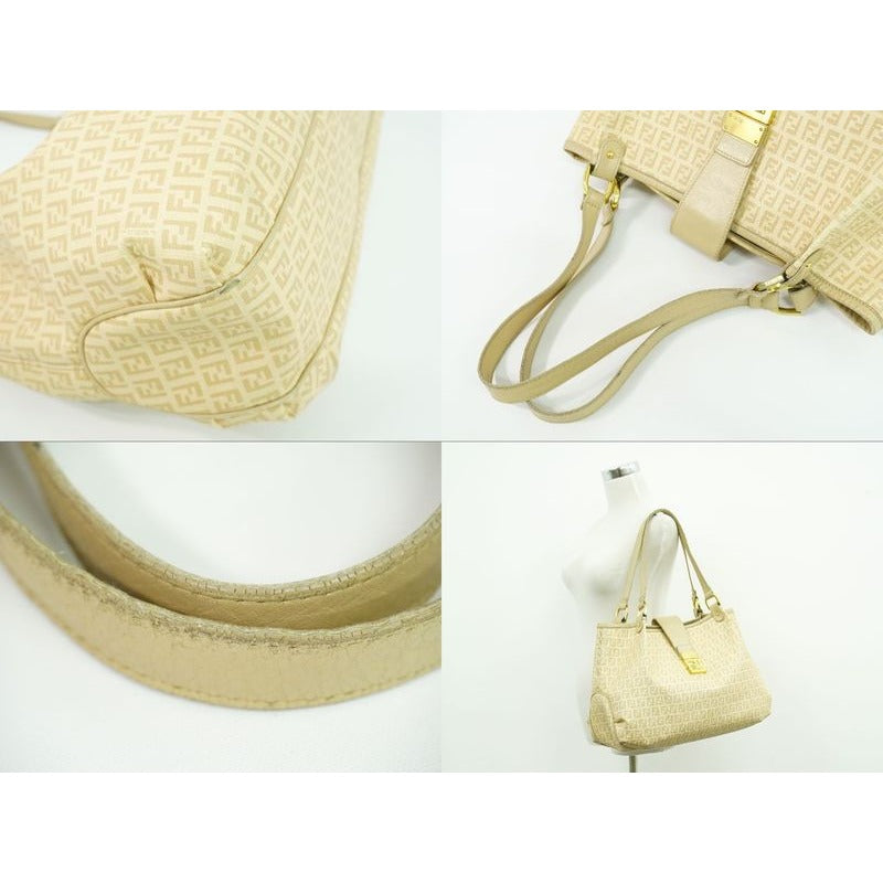 Fendi Zucchino Tote Beige 8 Br661 Bag — view 6