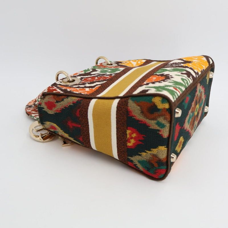 Christian DIOR Lady D-lite Medium Lady D-lite Medium Handbag Embroidered Canvas