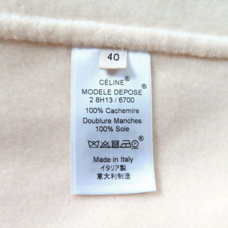 Celine 2 8h13/6700 100% Cashmere Egg Crombie Coat Ivory 40 With Hanger Garment
