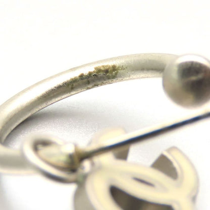 Chanel Earrings Coco Mark Metal White Silver Hardware Accessories Plated Half