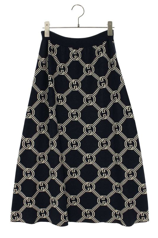 Gucci 692700 Xkcb2 GG Wool Jacquard Long Skirt Women's L