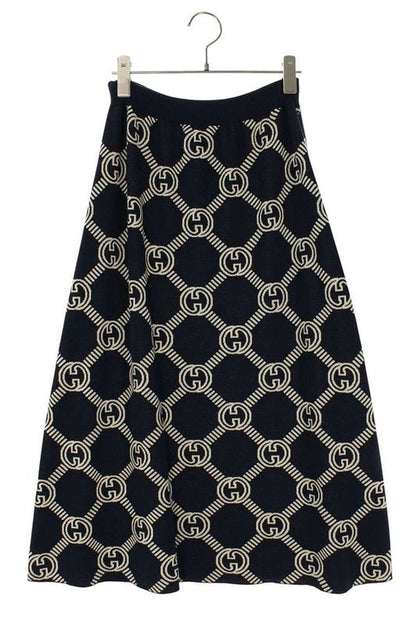 Gucci 692700 Xkcb2 GG Wool Jacquard Long Skirt Women's L
