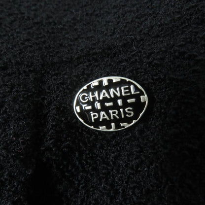CHANEL P54700v30847 Wool Logo Plate Tweed Gaucho Pants Wide Pants Black 38 Made