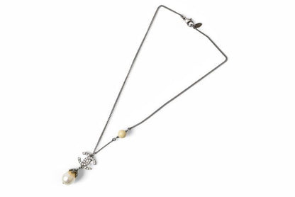 Chanel Necklace Pendant Chanel Coco Mark Double-sided Rhinestone Pearl Motif