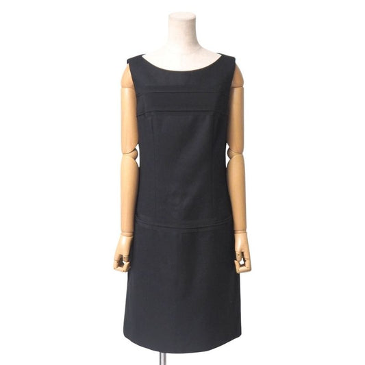 Prada Dress Size 42 Different Material Sleeveless Tucked Midi Flared Wool
