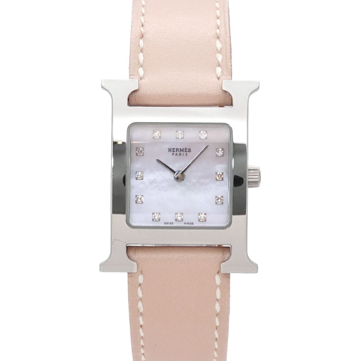 Hermes Watch Hh1 210 Diamond White Shell Quartz