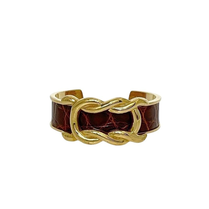 Hermes Bangle Gold Brown GP Croc