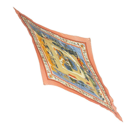 Hermes Pleats RE Tour a la Terre Return Silk Pink Scarf