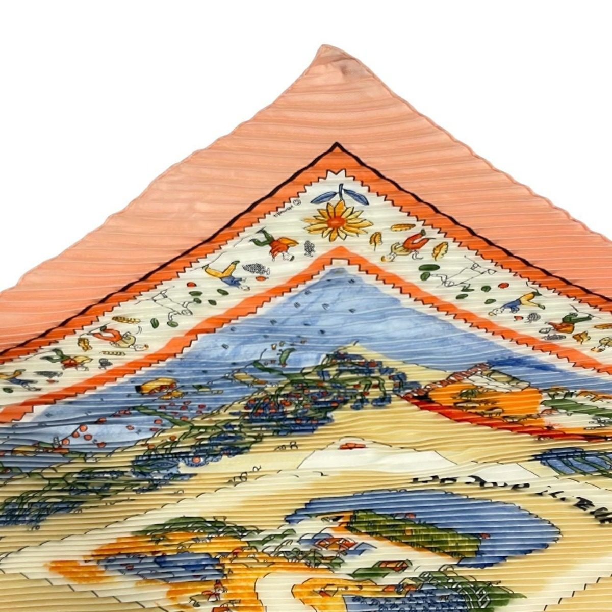 Hermes Pleats RE Tour a la Terre Return Silk Pink Scarf — view 4