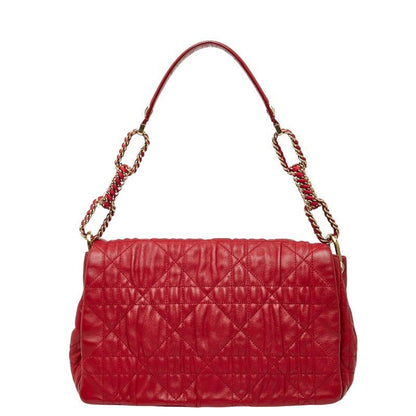 Dior Cannage Chain Shoulder Bag Handbag Red Leather Women's Dior