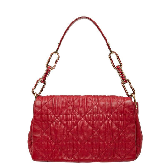 Dior Cannage Chain Shoulder Bag Handbag Red Leather Women's Dior
