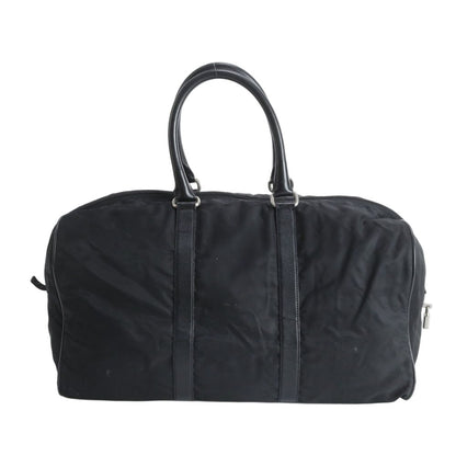 Prada Tessuto Nylon Triangle Logo Leather Boston Bag Business Travel Tote Black — view 2