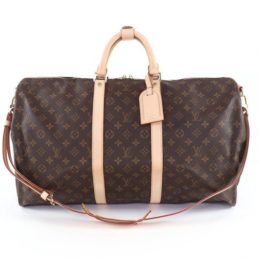 Louis Vuitton Keepall Bandouliere 55 Monogram Canvas Boston Bag Brown