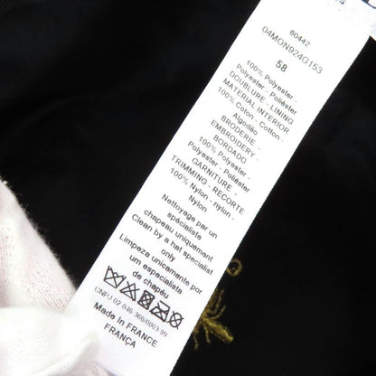 Christian DIOR 04mon924g153 Staggered Houndstooth Hat With Tulle Black White 58