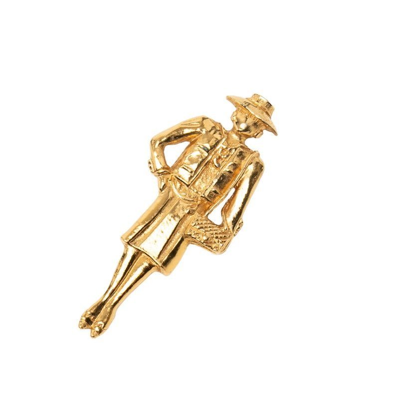 Chanel Mademoiselle Brooch Gold Plated
