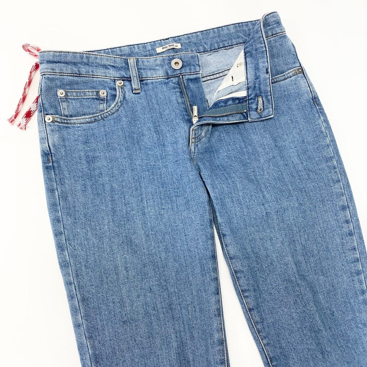 Miu Miu Skinny Denim Pants Stretch Bottom 755 26 Indigo — view 3