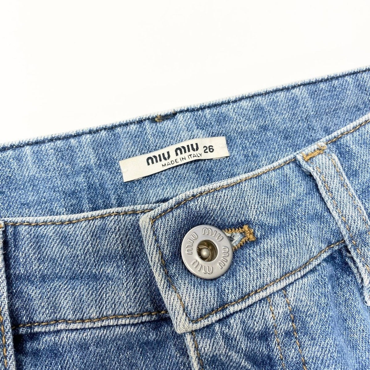 Miu Miu Skinny Denim Pants Stretch Bottom 755 26 Indigo — view 7